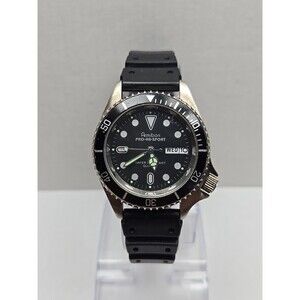 Armitron Pro Sport Diver Watch Day Date 330ft Quartz New Battery Black Strap Men